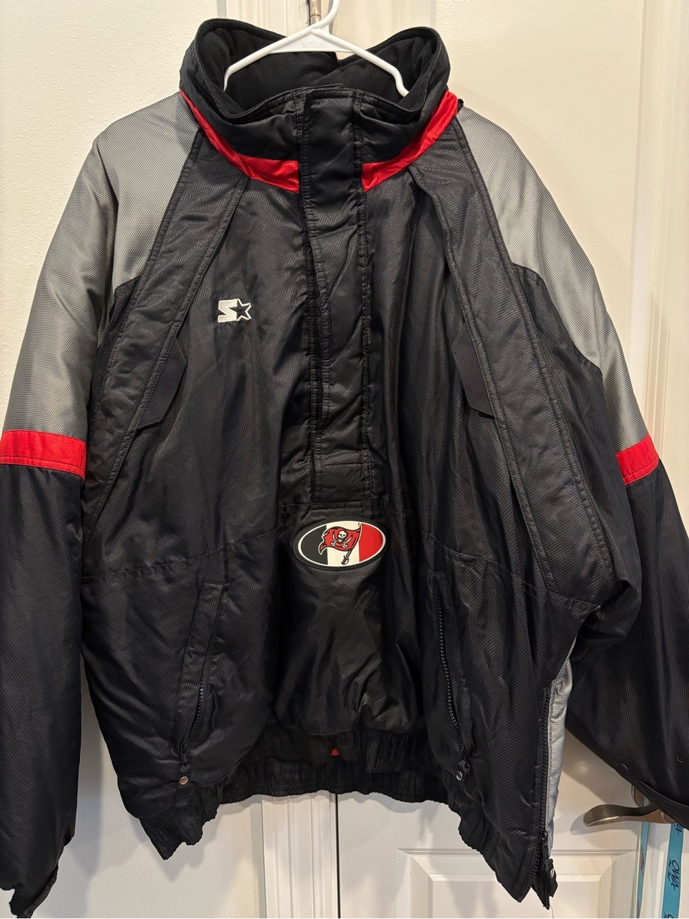 Vintage 90s Tampa Bay Buccaneers Starter Pullover Jacket Hooded Excellent  Sz: L